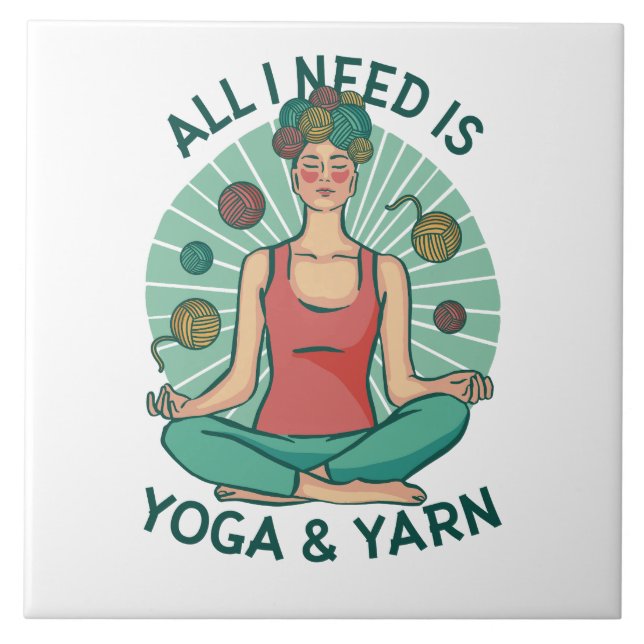 Yoga Knitting Funny Design Ceramic Tile (Front)