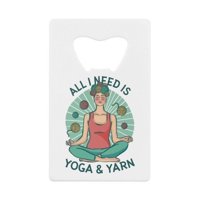 Yoga Knitting Funny Design Credit Card Bottle Opener (Front)