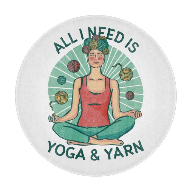 Yoga Knitting Funny Design Cutting Board (Front)