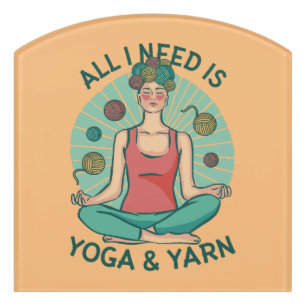 Yoga Knitting Funny Design Door Sign