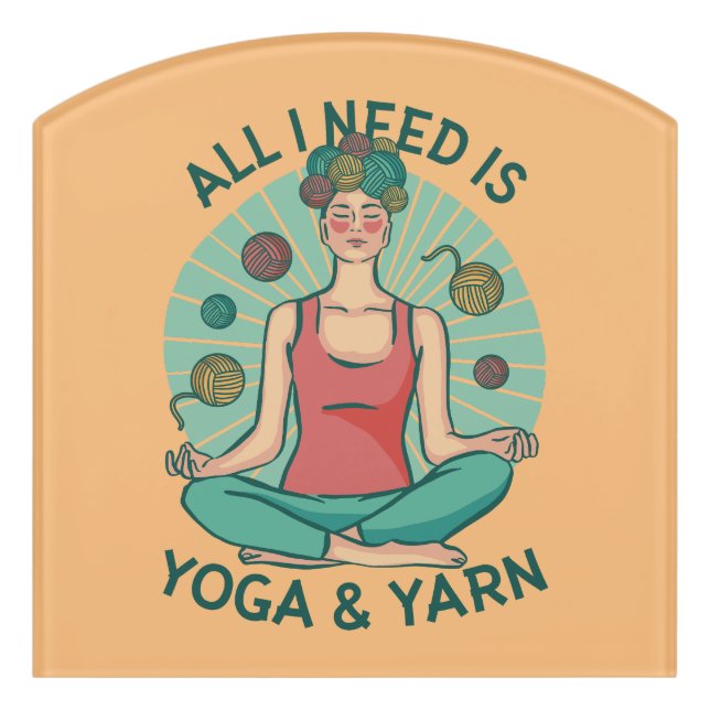 Yoga Knitting Funny Design Door Sign (Contour Front)