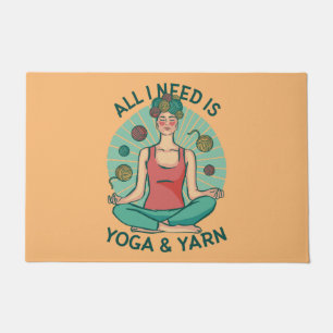 Yoga Knitting Funny Design Doormat