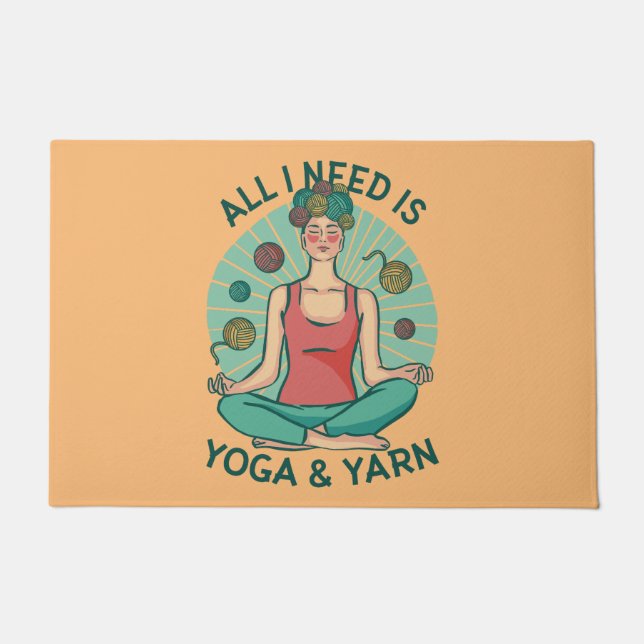 Yoga Knitting Funny Design Doormat (Front)