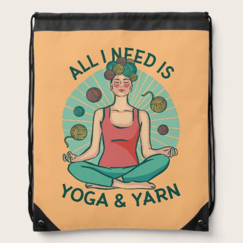 Yoga Knitting Funny Design Drawstring Bag