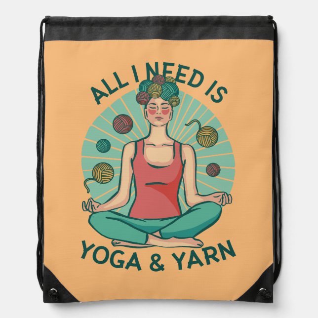 Yoga Knitting Funny Design Drawstring Bag (Front)