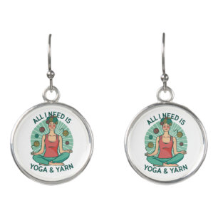 Yoga Knitting Funny Design Earrings