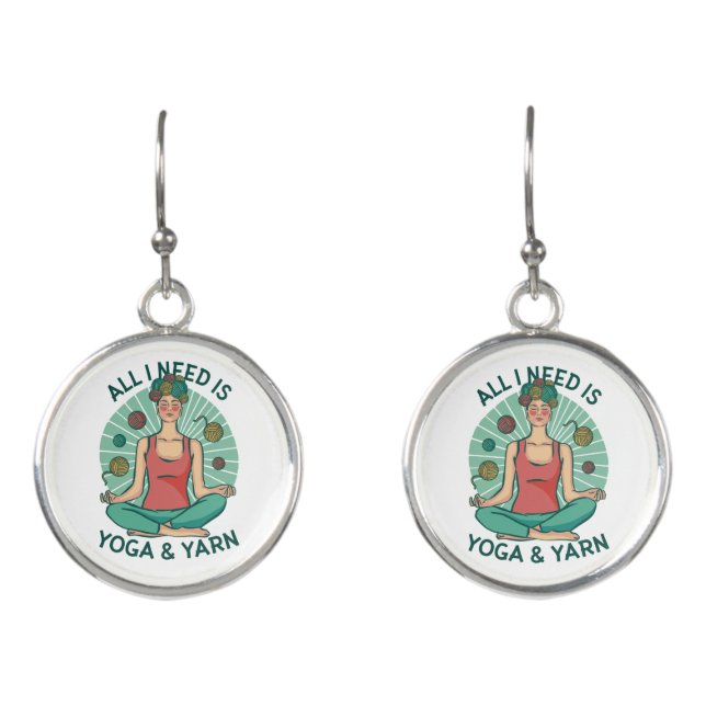 Yoga Knitting Funny Design Earrings (Front)