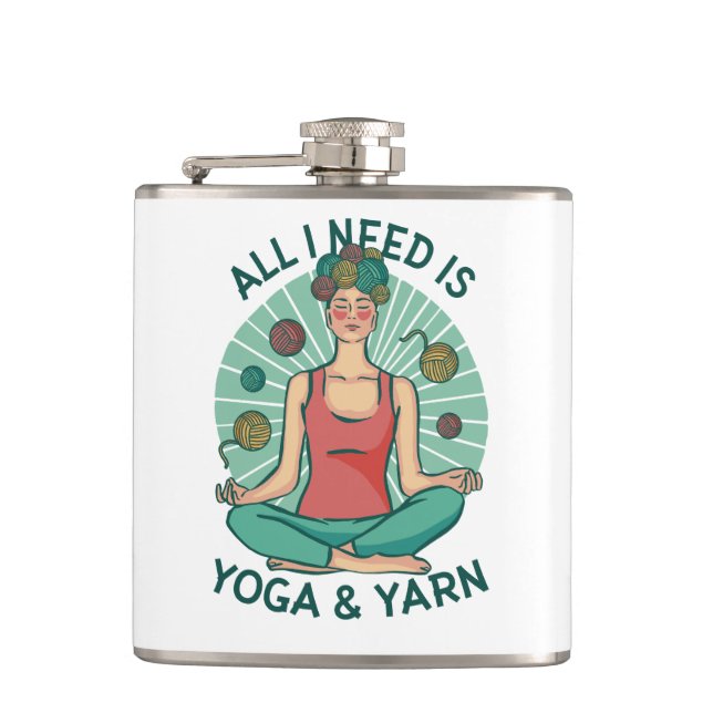 Yoga Knitting Funny Design Flask (Front)