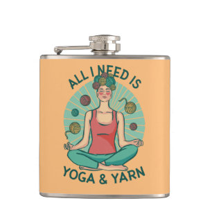 Yoga Knitting Funny Design Flask