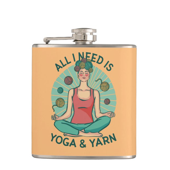 Yoga Knitting Funny Design Flask (Front)