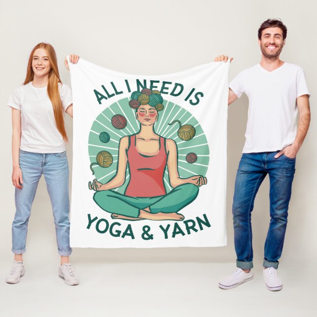 Yoga Knitting Funny Design Fleece Blanket (In Situ)
