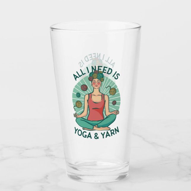 Yoga Knitting Funny Design Glass (Front)