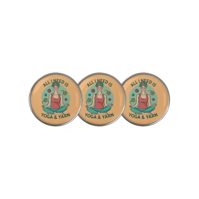 Yoga Knitting Funny Design Golf Ball Marker (3 Up)