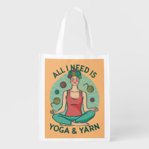 Yoga Knitting Funny Design Grocery Bag