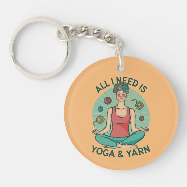 Yoga Knitting Funny Design Keychain (Front)