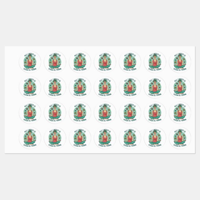 Yoga Knitting Funny Design Kids' Labels (Sheet)