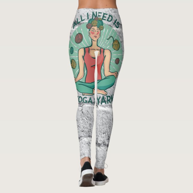 Yoga Knitting Funny Design Leggings (Back)