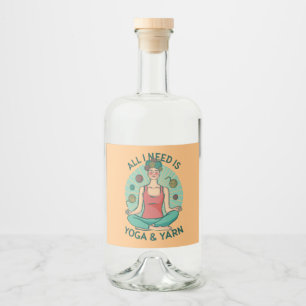 Yoga Knitting Funny Design Liquor Bottle Label
