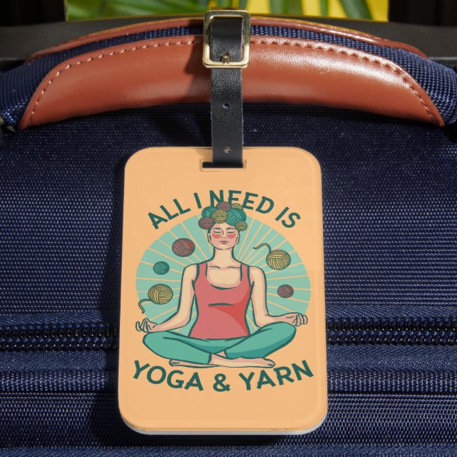 Yoga Knitting Funny Design Luggage Tag (Front Insitu 2)