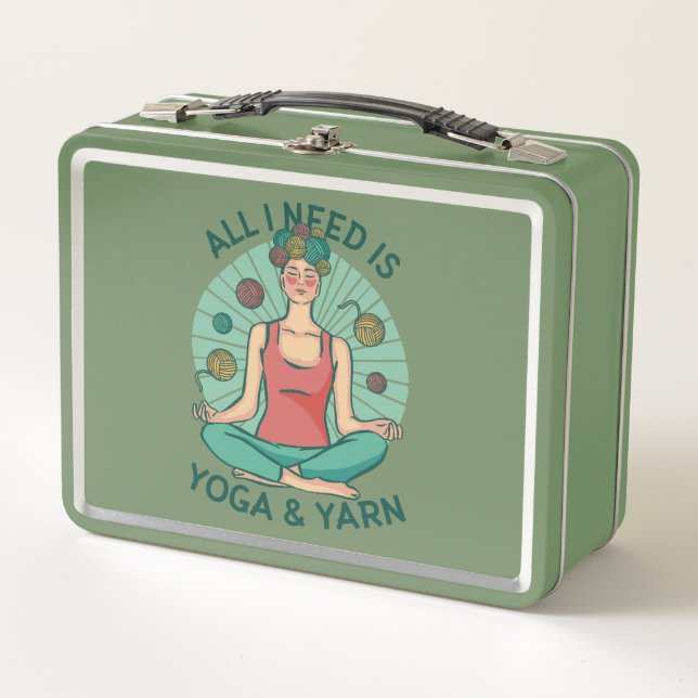 Yoga Knitting Funny Design Metal Lunch Box (Front)