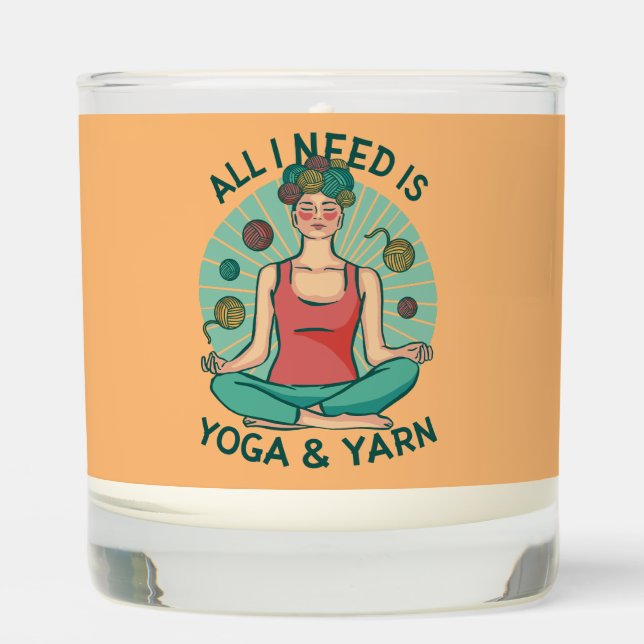 Yoga Knitting Funny Design Scented Candle (Front)