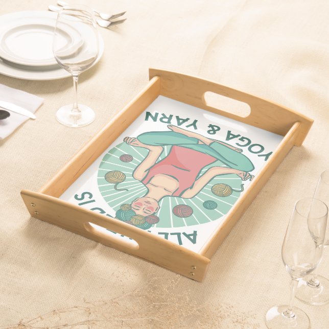 Yoga Knitting Funny Design Serving Tray (Front)