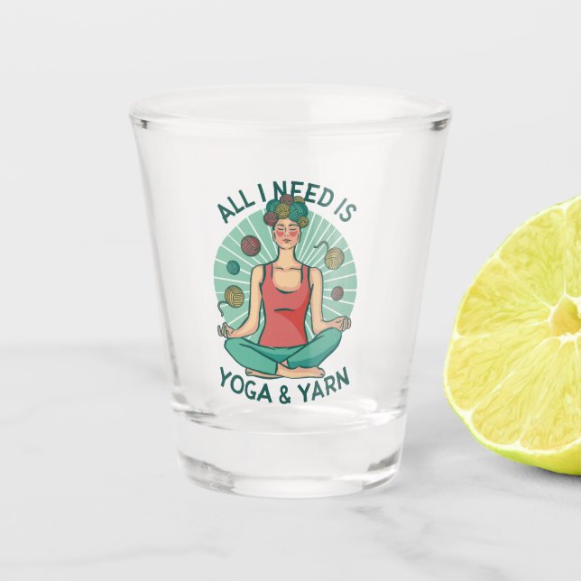 Yoga Knitting Funny Design Shot Glass (Front)