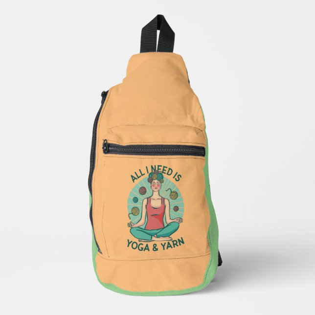 Yoga Knitting Funny Design Sling Bag (Front)