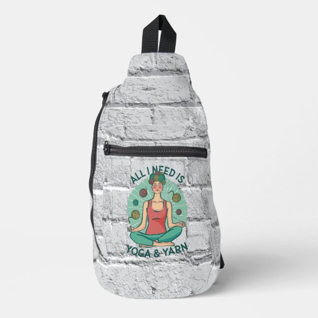 Yoga Knitting Funny Design Sling Bag (Front)