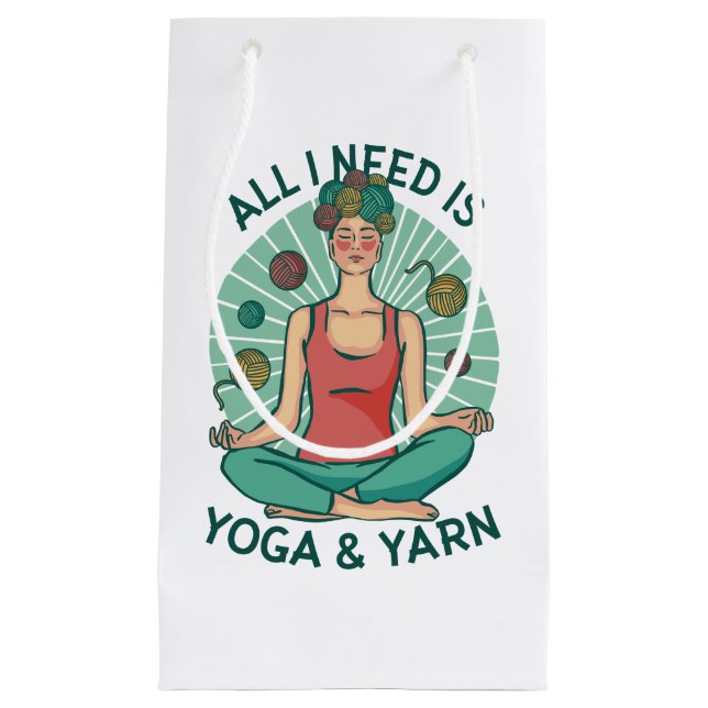 Yoga Knitting Funny Design Small Gift Bag (Front)