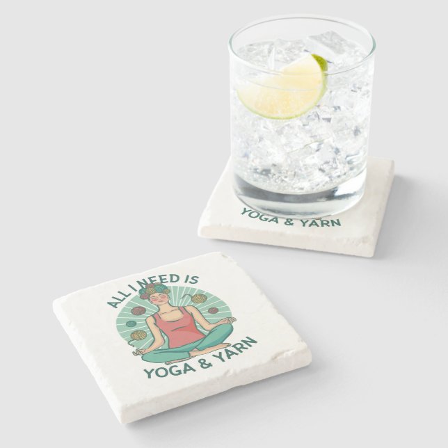 Yoga Knitting Funny Design Stone Coaster (Side)