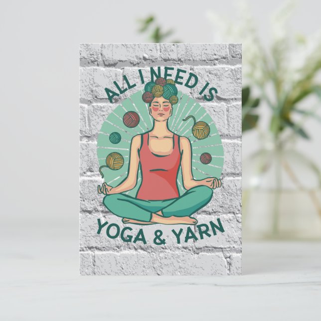 Yoga Knitting Funny Design Thank You Card (Standing Front)