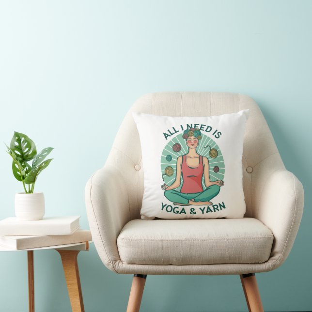 Yoga Knitting Funny Design Throw Pillow (Chair)