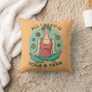 Yoga Knitting Funny Design Throw Pillow