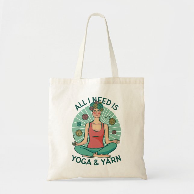 Yoga Knitting Funny Design Tote Bag (Front)
