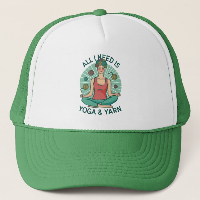 Yoga Knitting Funny Design Trucker Hat (Front)