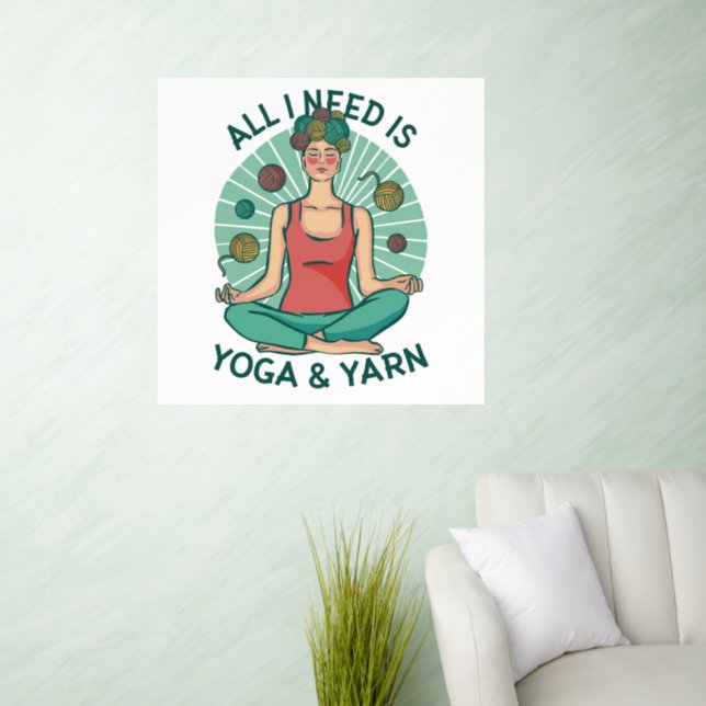 Yoga Knitting Funny Design Wall Decal (Living Room)