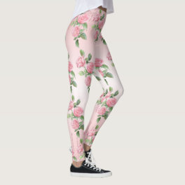 Yoga Leggings Pink Roses and Glitter
