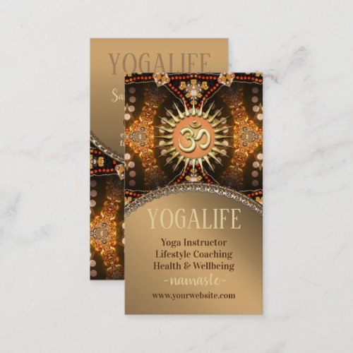 Yoga Life Caramel Gold OM New Age Business Card