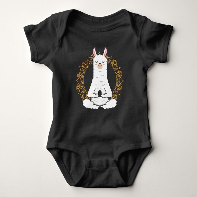 Yoga Llama Alpaca Namaste relaxing Animal Baby Bodysuit (Front)