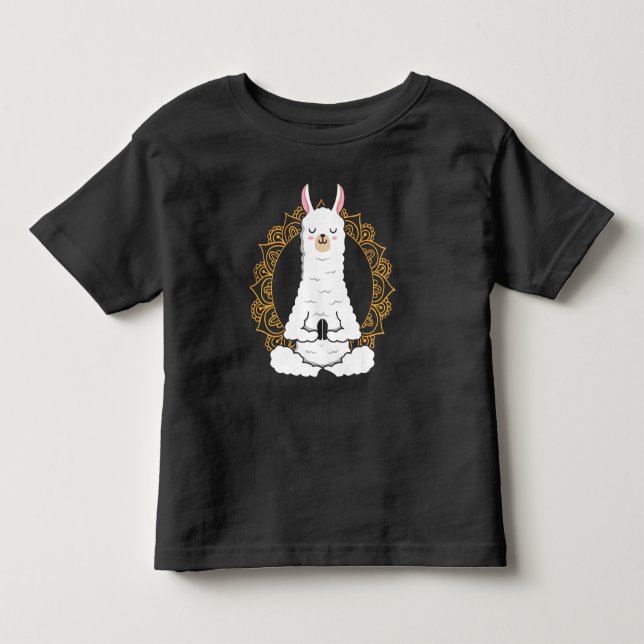 Yoga Llama Alpaca Namaste relaxing Animal Toddler T-shirt (Front)