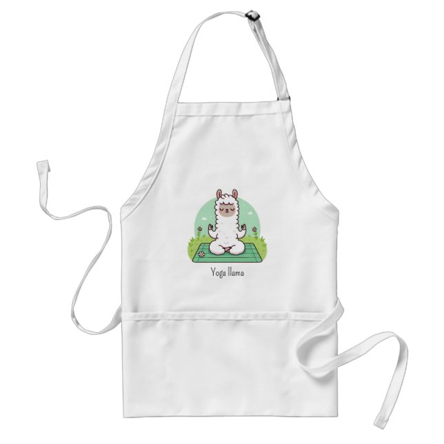 Yoga Llama Alpaca: Namaste with a Dash of Funny Adult Apron (Front)