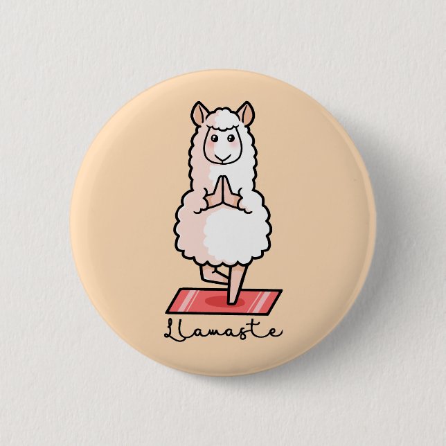 Yoga Llama - Llamaste Button (Front)