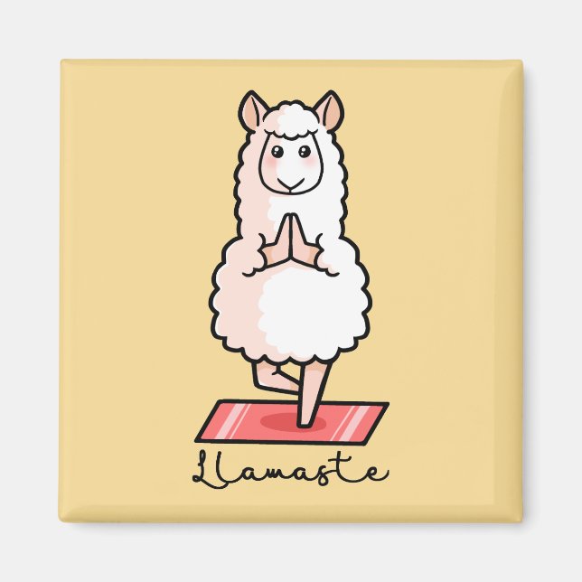 Yoga llama - Llamaste Magnet (Front)