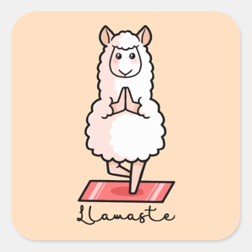Yoga Llama _ Llamaste Square Sticker