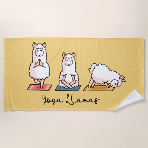 Yoga Llamas Beach Towel