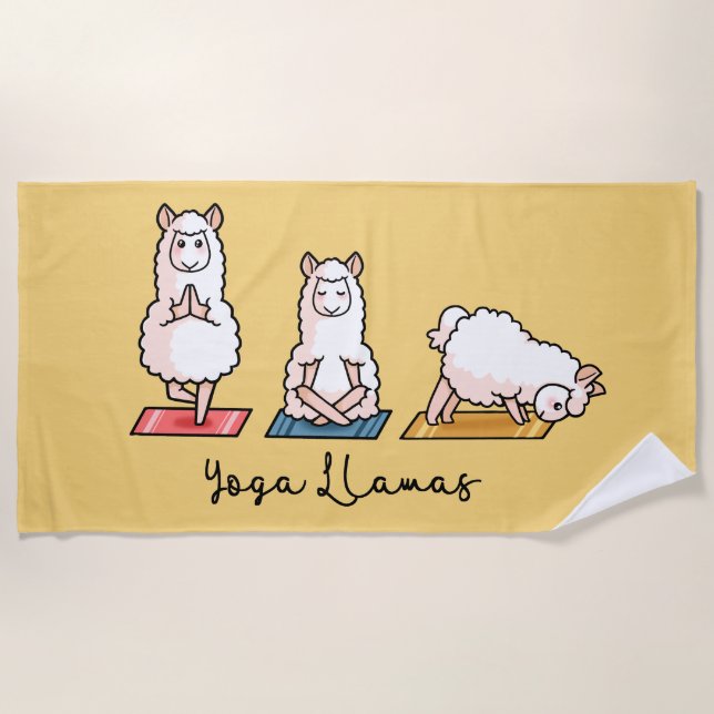 Yoga Llamas Beach Towel (Front)