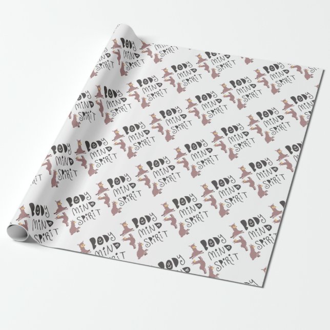 Yoga Llamas Wrapping Paper (Unrolled)