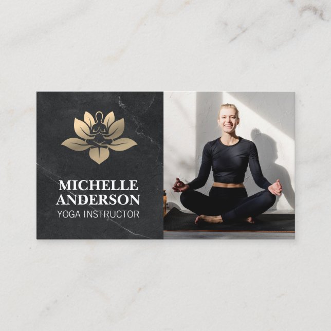 Yoga logo | Add Your Photo Business Card (Front)