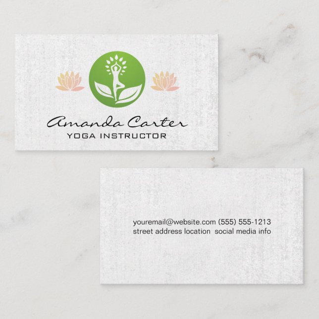 Yoga Logo | Lotus Flowers Business Card (Front/Back)